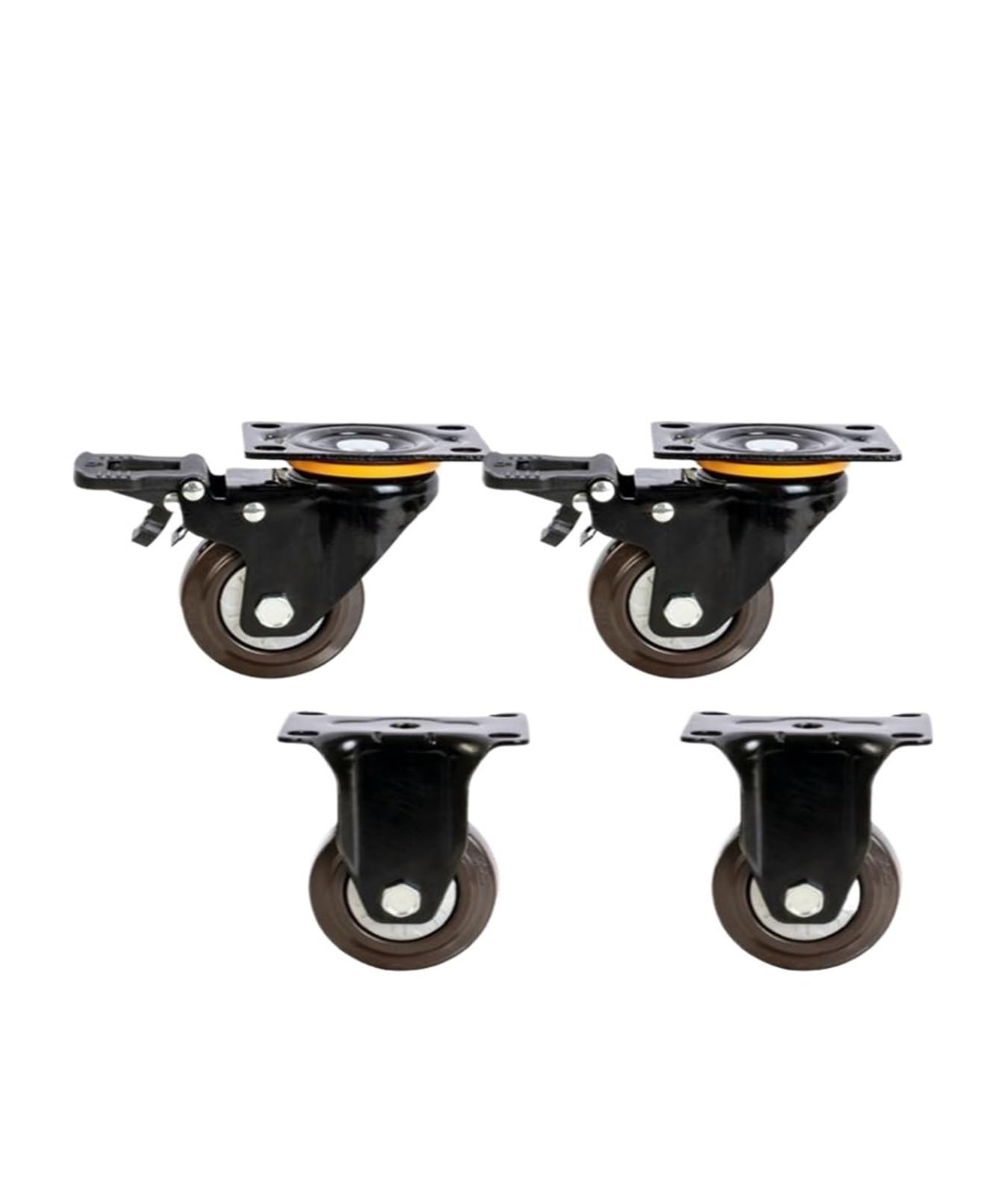 MXXDMOPD 3 Inch Wheels Heavy Duty Casters Swivel Flat Rubber Trolley Silent Directional Brake(A)