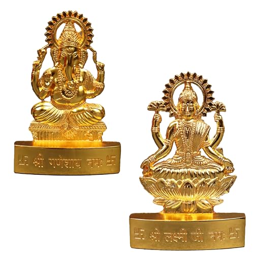 Image of Spillbox Gold Plated God Statue Showpiece for Home Office Figurine Religious Pooja Gift Living Room Decoration Home Decor- Gold Plated laxmi Ganesha (Small)