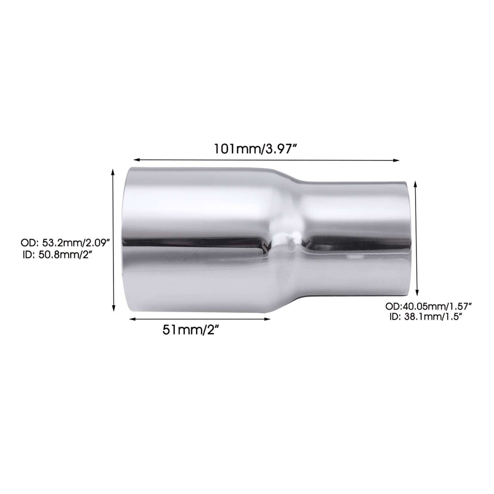 Wshao Store 1 / 2PCS 2 "-1.5" Universale Auto in Acciaio Inox Standard Standard Standard RIDUCCIO CONNETTORE CONNETTORE Tubo Tubo 50MM-38MM (Color : 2X)