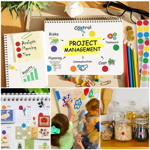 Aubeco 2160 Pcs 3/4" Color Coding Labels, Round Dot Stickers, 9 Assorted Color Style, Polka Circle Dot Stickers Label Sticker For Office,Classroom,Papers #TOP6