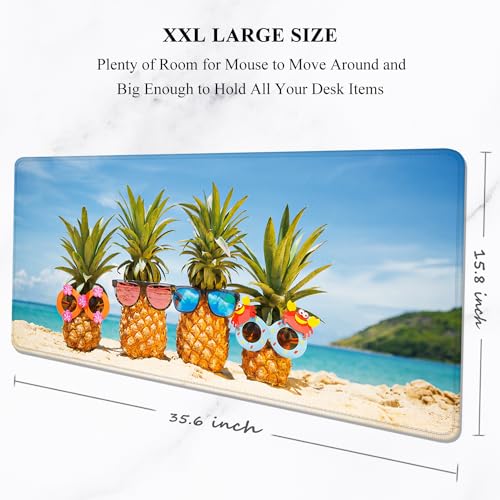 Image of Auhoahsil Large Gaming Mouse Pad, XXL 35.4 x 15.7 in Desk Mat, Pineapple