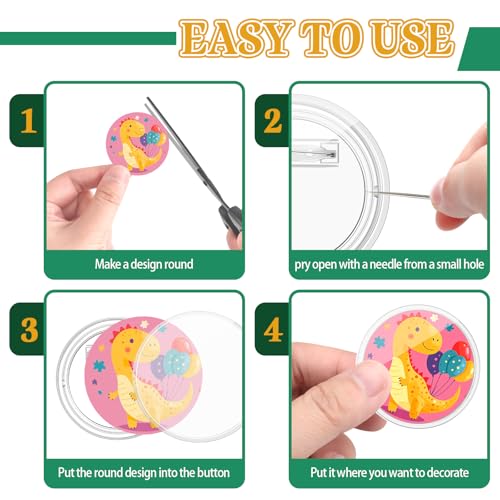 image for Bignc 1.7 Inch Clear Acrylic Button Pins - 40 Pack DIY Custom Design B
