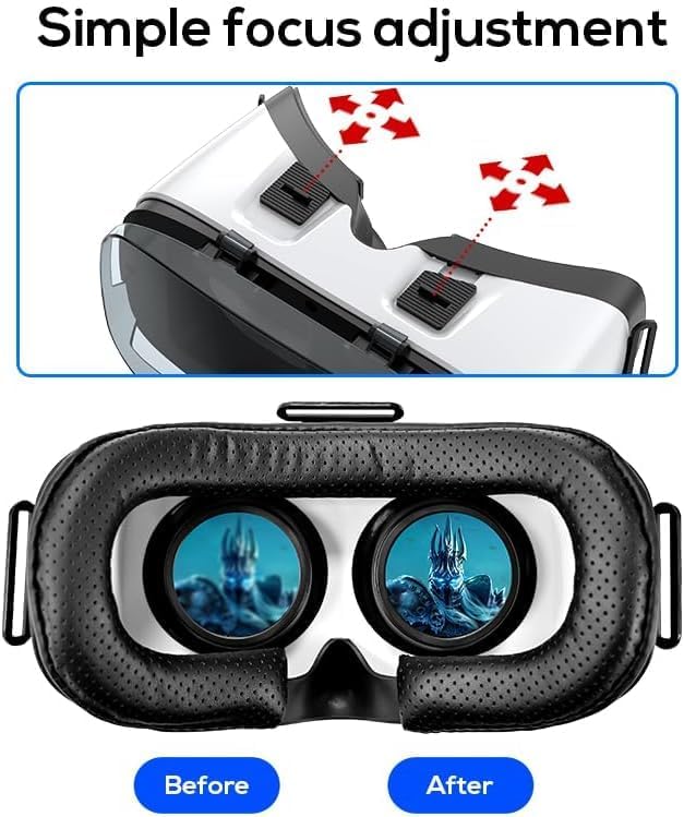 VR Headset for Phone with Controller, Compatible with iPhone Samsung and Android 3D Virtual Reality for Kids and Adults VR Goggles for Smartphone /4.5-6.3in Eyes Protected Anti-Blue HD Lenses