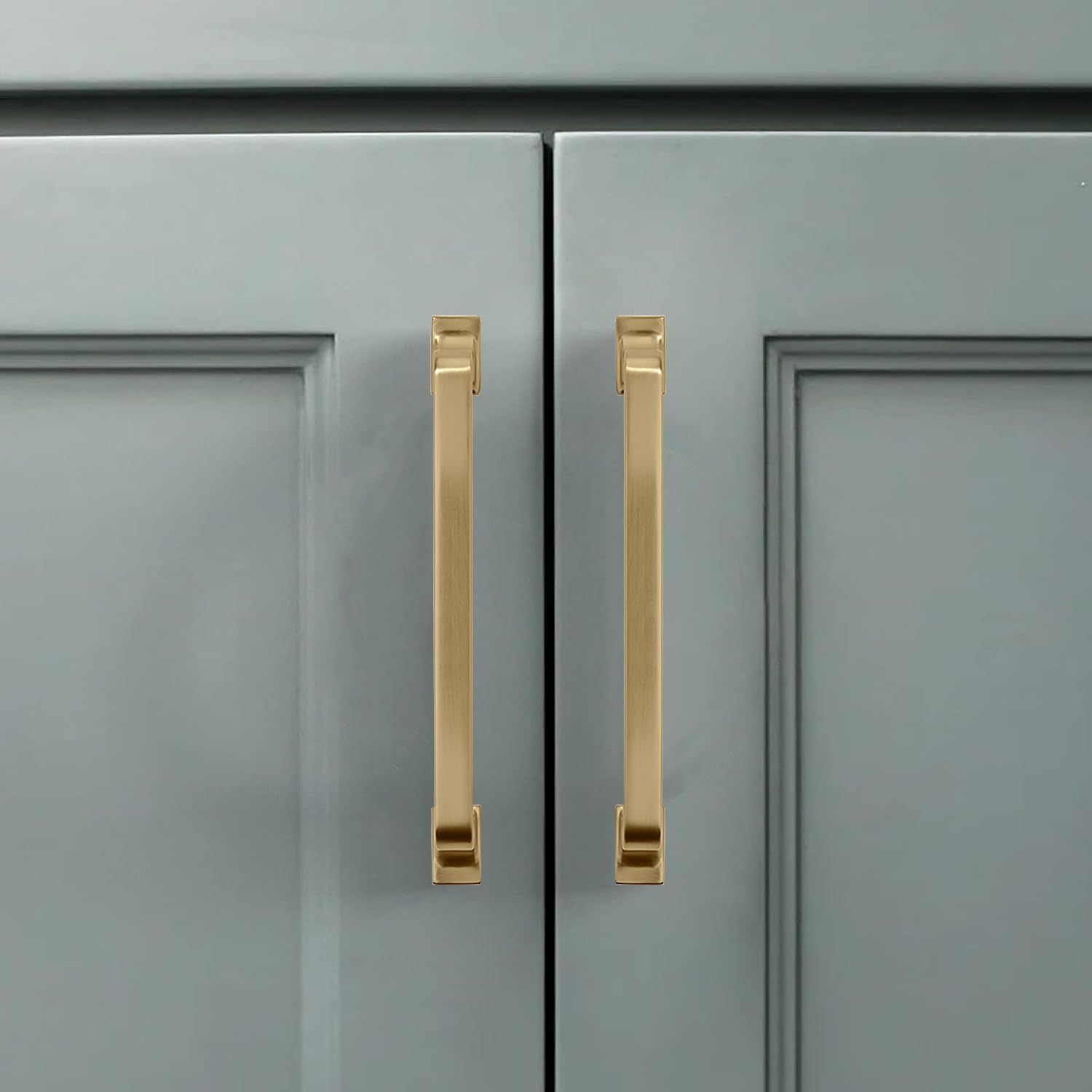 10 Pack Bruhsed Gold Cabinet Pulls 5 Inch(128mm) Hole Center Vintage Brushed Brass Cabinet Hardware Kitchen Cabinet Handles for Bathroom Drawer Pulls Dresser Pulls.