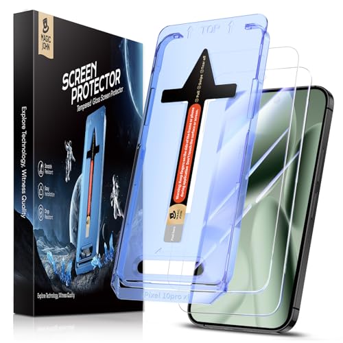 MAGIC JOHN 2 Pack for Google Pixel Google Pixel 10 Pro XL Tempered Glass Screen Protector Auto Dust-Elimination Bubble Free HD Clear Easy Installation
