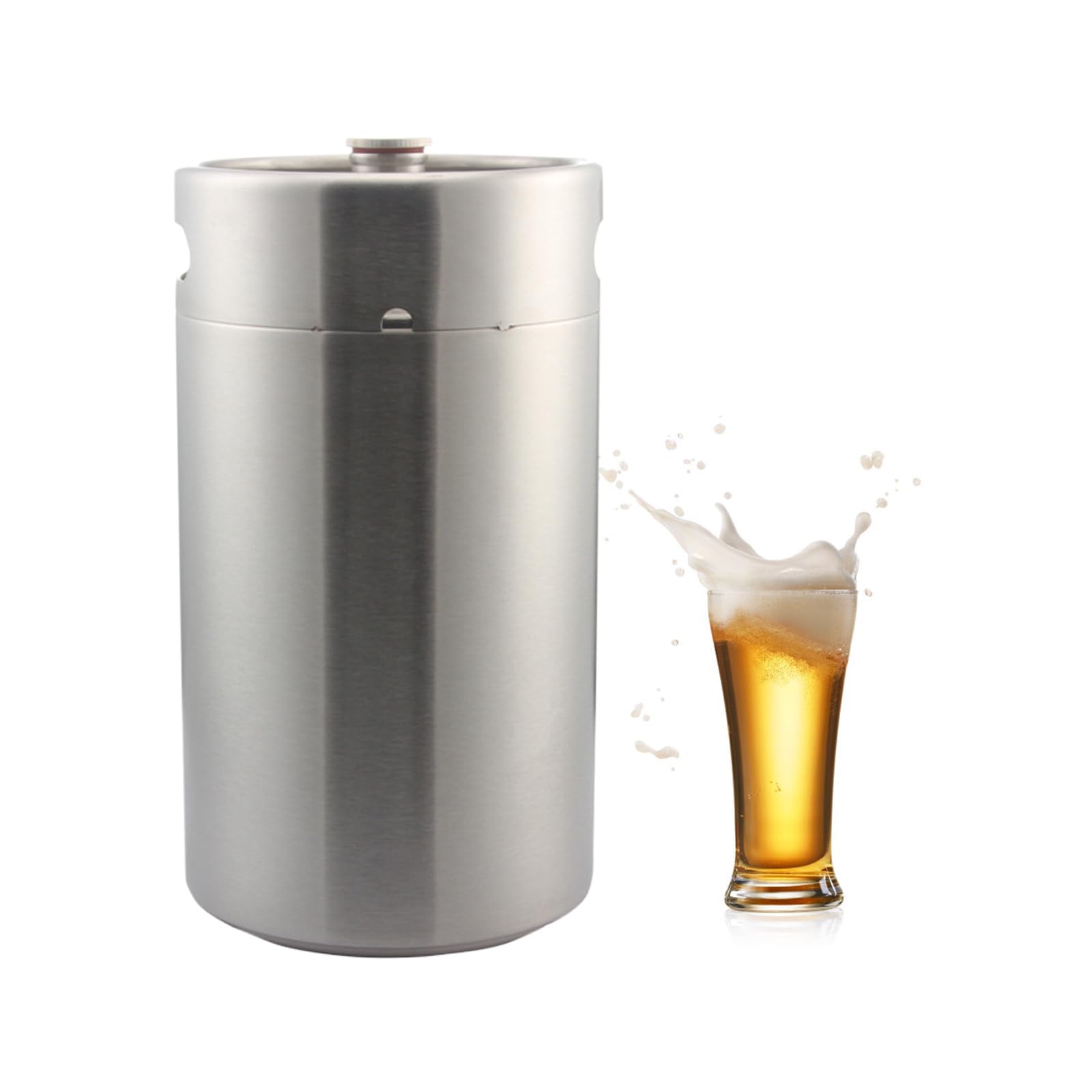 Njdqfa One Color 2Gallon Commercial Beer Keg, 304 Stainless Steel Draft Beer Barrel With Knob Cover, For Craft And Draft Beer (8L)