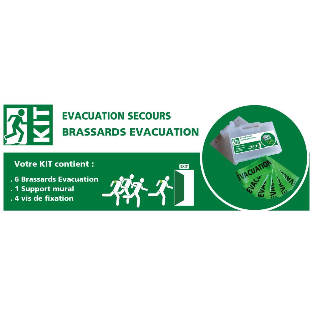 Signalétique.biz France KIT BRASSARDS EVACUATION avec vis de fixation (WMALEVAC) -