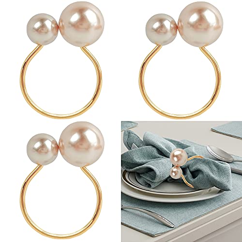 Ronds de serviette,3 Pcs Ronds de serviette en métal Ronds serviette mariage Rond serviette décoration table,Pour Le Banquet De Mariage, Dîner, Maison (Champagne) Cover