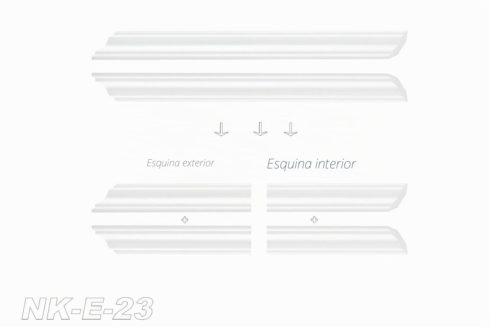 paquete decorativo de ahorro E-23-NK | incl. esquinas prefabricadas | ligero y estable | espuma de poliestireno extruido | de estuco | blanco moderno | XPS | 22 x 22 mm | 40 metros + 5 esquinas