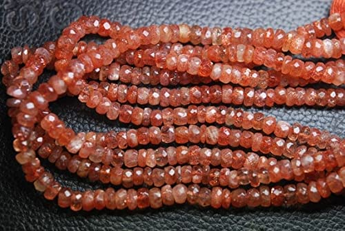 Pierre de soleil brute taillée en rondelles facettées de 5.5-6mm pour montage de bijoux