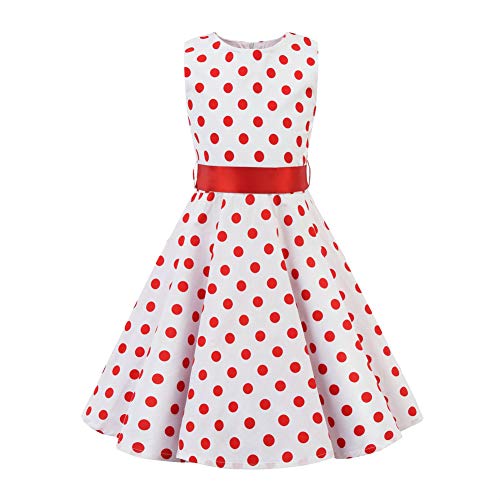 Girls 3-12 Years Vintage Polka Dot Swing Sleeveless Party Dress2