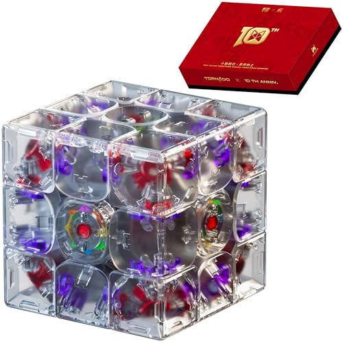 CuberShop QY X Man Tornado V4 M The Wind Rider 10th Anniversary Limited Special Edition (1,200 Units Worldwide), Qiyi 3x3 Purple Red Transparent Core MagLev Speed Cube, Collector’s Big Gift Box