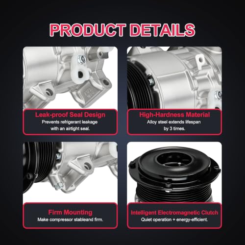 Image of 6SEU16 AC Compressor with Clutch Replacement for Toyota RAV4 2.4L L4 2006-2008,Camry 2.4L L4 2007-2009, Hiace 2.7L L4 2006-2018,Air Conditioner with 7-Groove Pulley