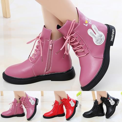 Girls Boots Lace Up Side Zipper Ankle Booties Comfortable Non-Slip Cute Cowboy Boots for Toddler/Little Kid/Big Kid4