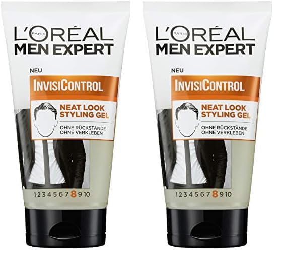 L'Oréal Men Expert Neat Look Styling Gel para hombres, gel de pelo para peinados naturales y cuidados, para hombre para un acabado mate, InvisiControl, 1 x 150 ml (Paquete de 2)