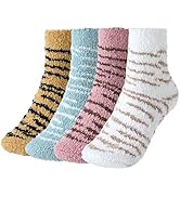 IYOU Warm Koralle Vlies Socken Gelb Streifen Fuzzy Socken Sanft Winter Zuhause Schlaf Plüsch Slip...