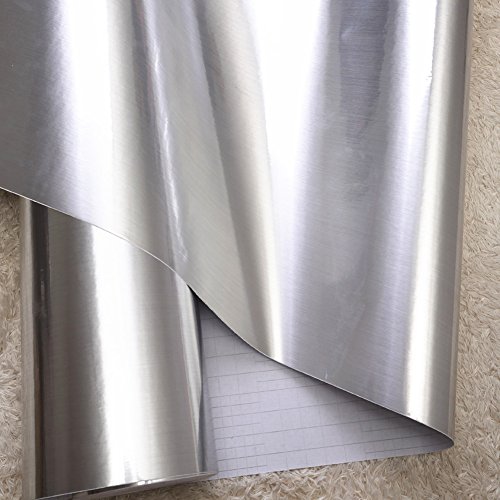 Redodeco Metal Look Adhesive Paper Film Vinyl Self Adhesive Waterproof Anti Greasy Counter Top Peel Stick Metallic Gloss Shelf Liner For Kitchen Cabinet,15.8Inch By 100Inch #TOP2