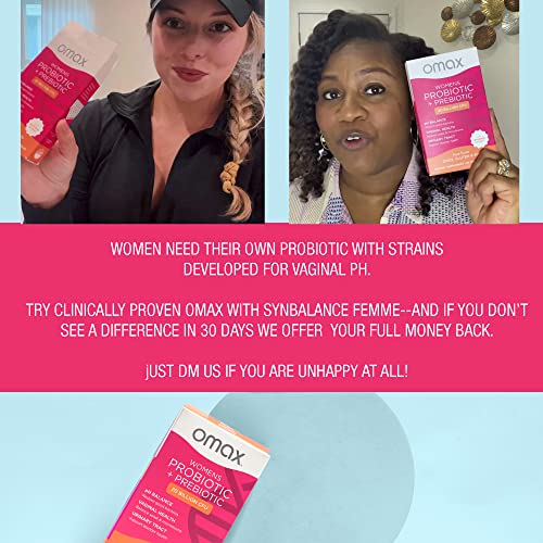 Omax3 Womens Vegan Probiotic Prebiotic For Vag Health, 20 Billion Cfu, Vegan, Vaginal Ph Balance, Uti, Bv Prevention, Digestion, Reduce Bloating (Packaging May Vary) - 30 Capsules #TOP4