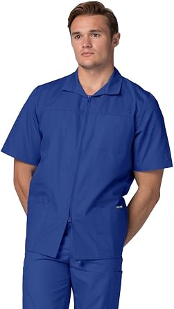 Adar Universal Scrubs for Men - Zippered Short Sleeved Scrub Jacket