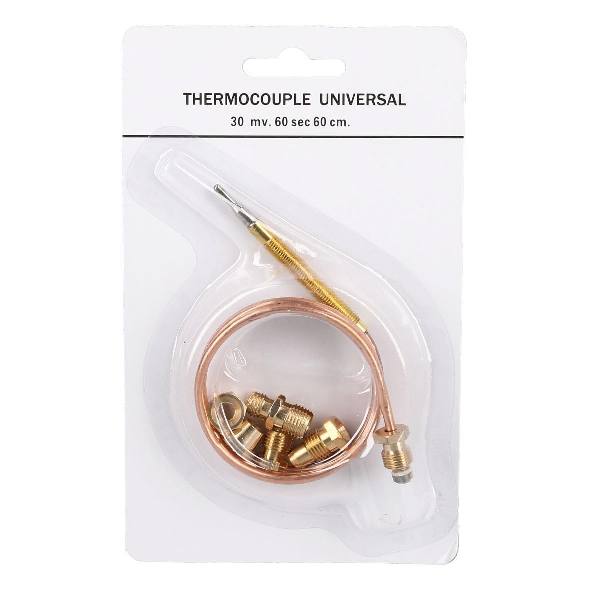 Sécurité d'allumage thermoélectrique Thermocouple 600 mm avec adaptateurs UNIVERSAL pour gaz cuisinière, four à gaz, gril à gaz, appareil de chauffage à gaz, chaudière à gaz, radiateur de terrasse à