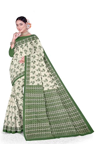 Image of TAMAIRA FASHION Mulmul Pure Cotton Saree For Woman Floral Batik Printed|Office Wear Daily Wear Sarees For Women Without Blouse Piece(Available in 18 Colours)