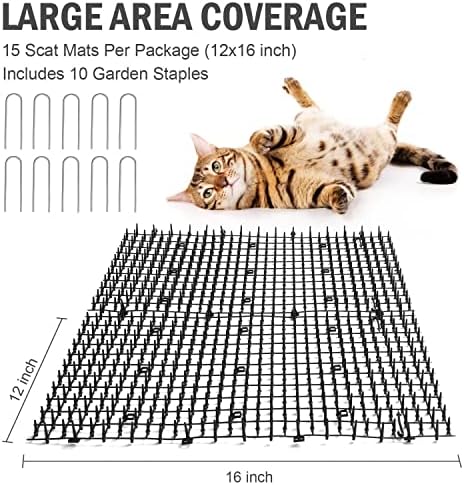 Miniatura 5 de Pomeat 15 alfombrillas para gatos con púas de 16 x 12 pulgadas, alfombrillas disuasorias para gatos al aire libre para gatos y perros, picos de gato