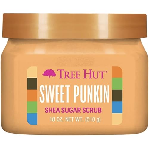Tree Hut Sweet Punkin Shea Sugar Scrub, Exfoliating, Hydrating & Moisturizing Body Scrub with Shea Butter & Nourishing Essential Oils, Smooth & Soften Skin, Fall Limited Edition Scent, 18 oz