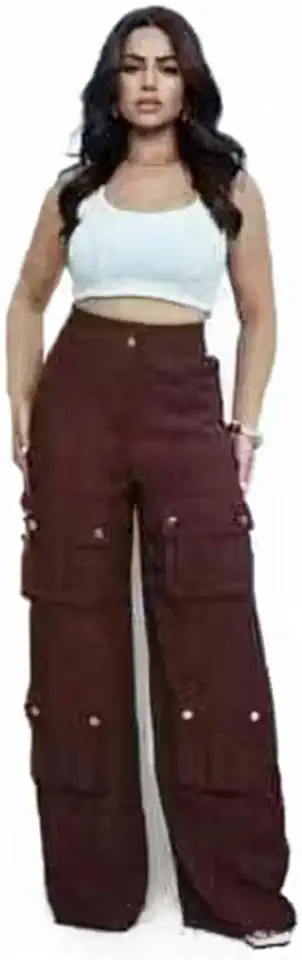 Calça cargo feminina pantalona 4 bolsos frontais wide marrante nova casual moda blogueira alfaiataria drapeada