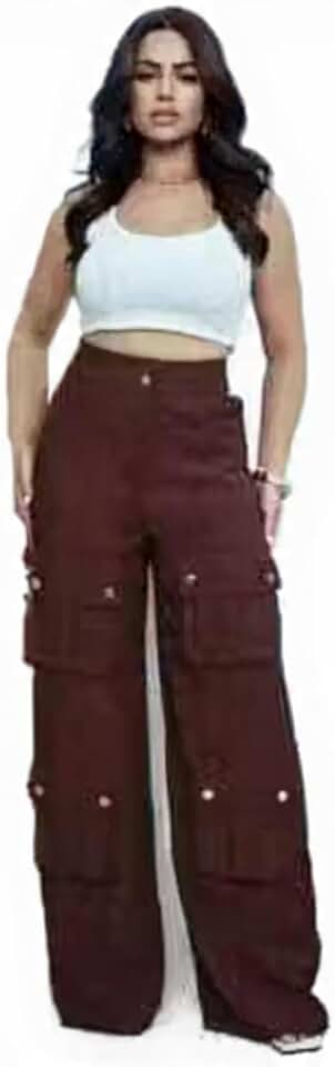 Calça cargo feminina pantalona 4 bolsos frontais wide marrante nova casual moda blogueira alfaiataria drapeada