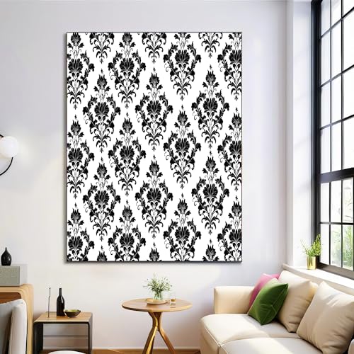 Toile Murale Noir et Blanc GDJSMIN 70x100 cm pour Salon Moderne