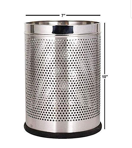 Image of OPR Stainless Steel Perforated Open-Top Dustbin| Garbage Bin For Home, Bedroom, Washrooms, Office, Kitchen, Bathroom - (12X18-25 Liter)