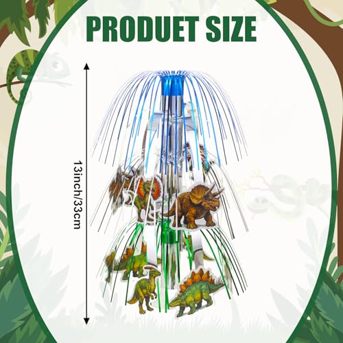 Briwooody 4 Sets Dinosaur Birthday Party Supplies Kit Dinosaur Flag Table Centerpiece Decorations Metallic Foil Spray Centerpieces for Safari Jungle Animal Dino Theme Party Table Decor Supplies by Briwooody - Used condition - Image 2