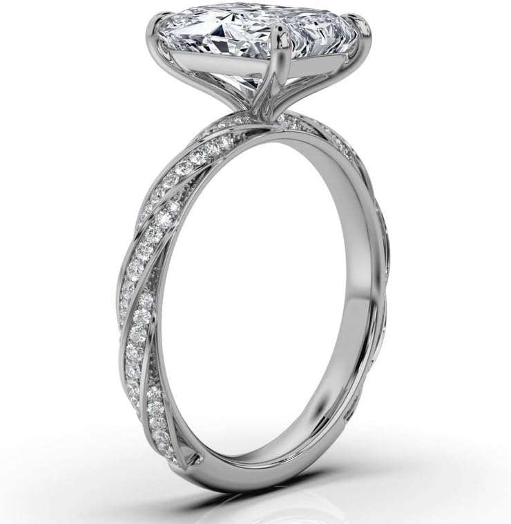 1CT-5CT Moissanite Engagement Ring For Women Twist Engagement Ring in 10K/14K/18K White gold And 925 Sterling Silver Wedding & Proposal Jewelry