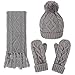 ANDORRA Women Soft Warm Thick Knitted Beanie Scarf & Gloves Winter Set,Grey