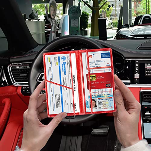 Image of TOURSUIT Car Registration & Insurance Card Holder, Glitter Red