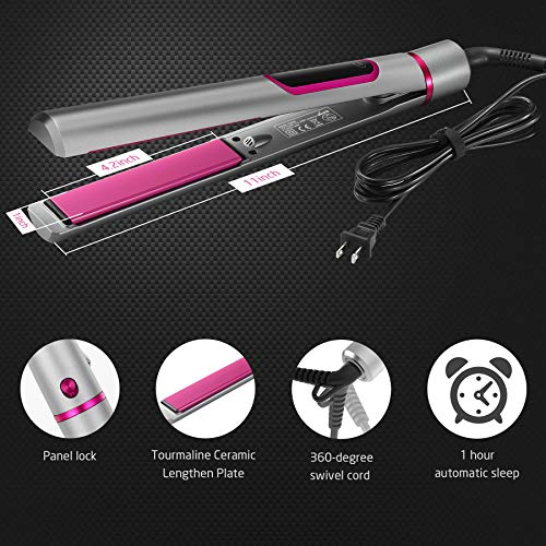Hair Straightener and Curler 2 in 1,GOOLEEN Flat Iron for Hair Styling,1 Inch Extra-Long Tourmaline Ceramic Titanium Plate,Fast Heat Straightening Curling Iron,LCD Display Adjustable Temp 290-450℉ - Thumbnail 6