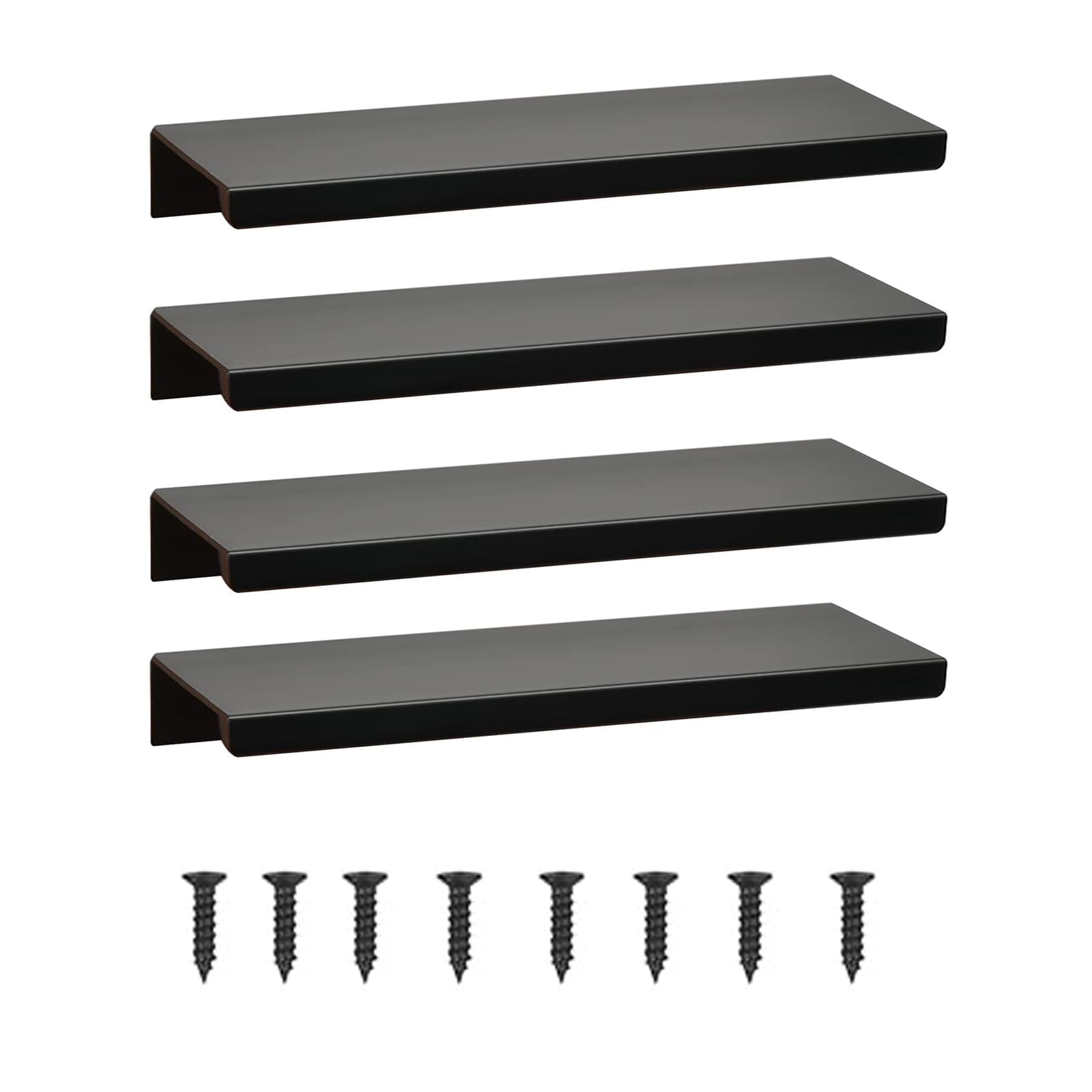 GSHUR 4 Stück Möbelgriffe Versteckter Türgriff Schrankgriffe Aluminium Schubladengriff Versteckter Griffe Unsichtbare Möbelgriffe Küchengriffe - Schwarz, 15cm(Rechtwinklige Kante