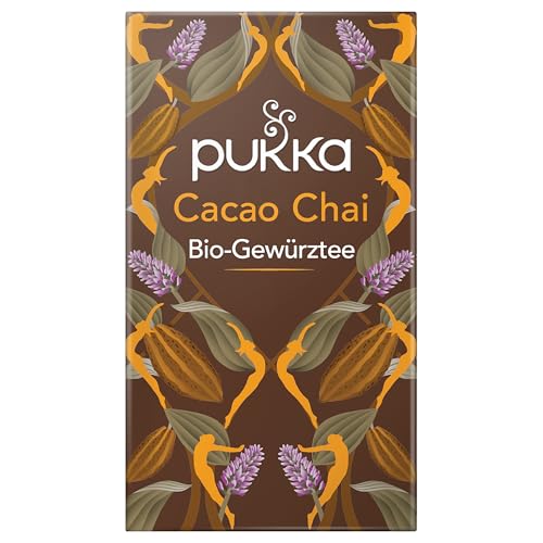 Pukka Tee Set, Bio-Gewürztee Cacao Chai, Kakao, Zimt, Kardamom, Zichorienwurzel, Für besinnliche Momente, 4er Pack, 80 Teebeutel