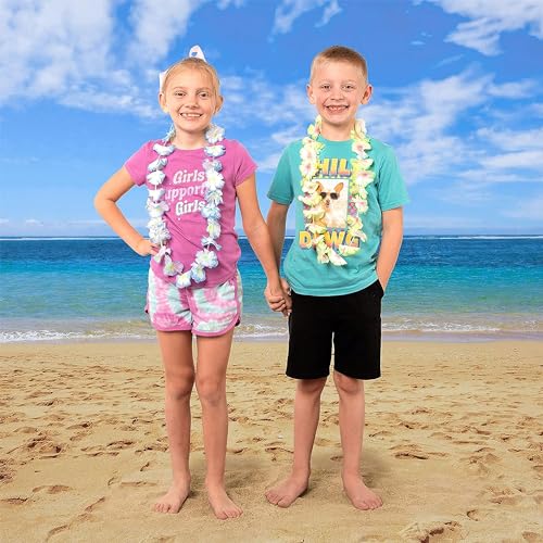 Image of Joyin Toy 36 Counts Hawaiian Leis Bulk, Tropical Flower Lei Hawaiian Lei Beach Hawaii Luau Party Favor Decoration Packs Party Supplies(3 Dozen)
