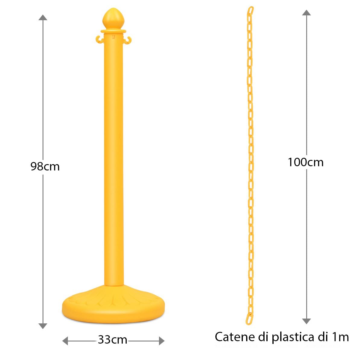 COSTWAY Set di 6 Transenne Delimita Corsie Transenne Separacode, Paletti di Delimitazione Eliminacode, Base Antiscivolo, in Plastica, Divisore di Sicurezza per Interno ed Esterno (Giallo)