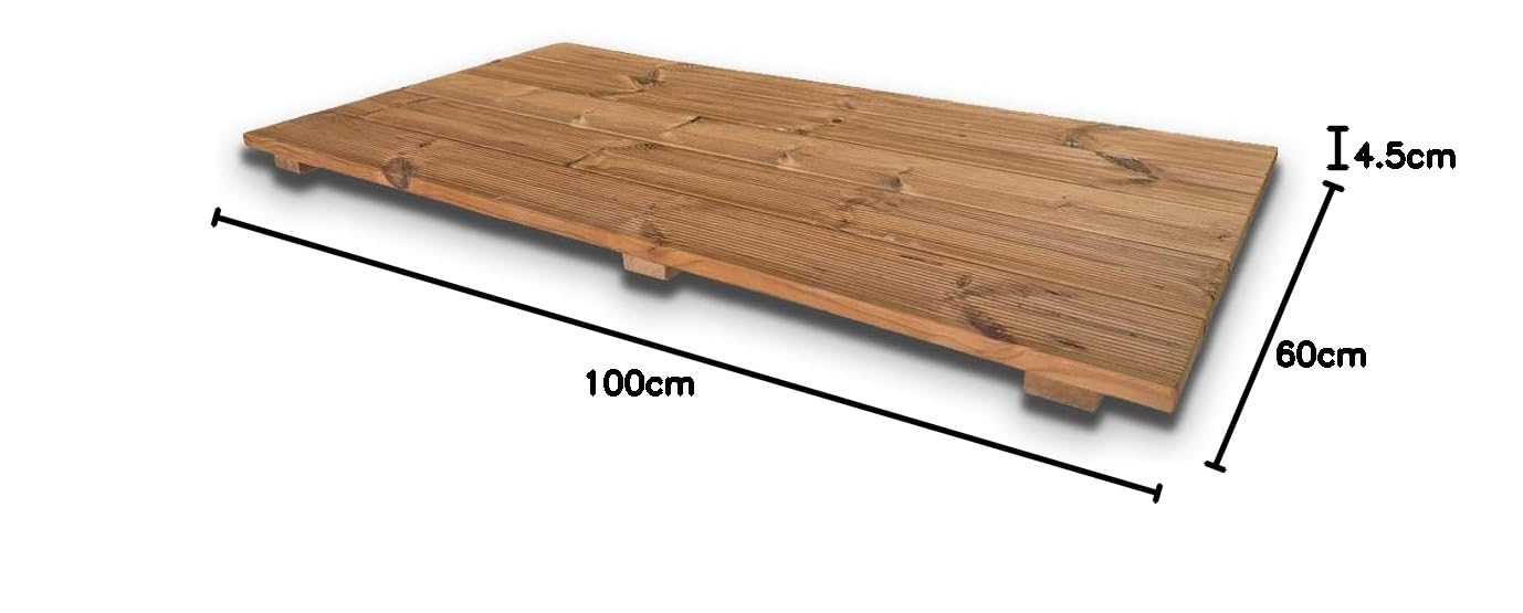 SUNWOOD Plataforma de ducha 100 x 60 cm de madera Thermo-Wood interior/exterior, con patas antideslizantes