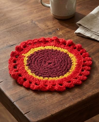 Image of Hand Made Crochet Multi Purpose Round Table Mat (8inch)