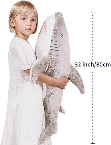 Miniatura 2 de FFxiong Almohada de animal de peluche de tiburón gigante de 32 pulgadas, lindo tiburón ballena grande, juguete de peluche suave, regalos para niños
