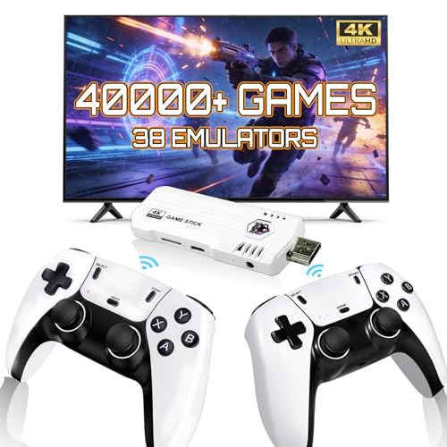Retro Wireless Gaming Console 2026 Built-in 64GB storage Features 38 emulators supporting 40,000+ games Includes dual 2.4GHz wireless controllers 4K HDMI TV gaming stick—plug and play