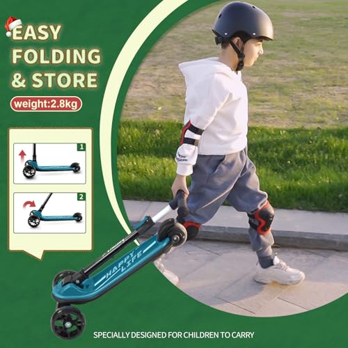 Image of besrey 3 Wheel Scooter for Kids Ages 3-10 with 4 Adjustable Height | LED Light Wheels, Foldable Toddler Scooter, Extra Deck, Lean-to-Steer Design, Sturdy and Safe