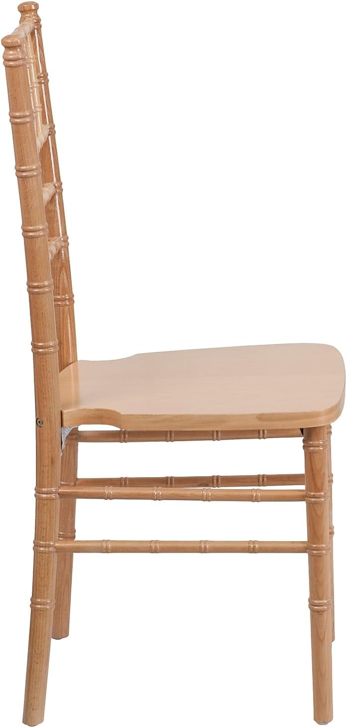 BOWERY HILL Wood Chiavari Stacking Chair, Natural Finish, Lightweight Hardwood Frame, Reinforced Stability, 36.25" H x 15.75" W x 18" D, Stackable Event Seating for Indoor or Outdoor Use