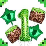 Perfekt für den 1. Geburtstag Ihres Kindes: Unser riesiger luftballon 1. geburtstag mit coolem Pixel-Miner-Design ist der ideale Hingucker für jede Party. Der folienballon 1 sorgt für eine unvergessliche Dekoration – perfekt für den 1 geburtstag junge oder ein niedliches Mädchenfest. Zusätzlich enthält das Set zwei grüne Graswürfel Luftballons und zwei grüne Sternballons, die Ihre Pixel-Miner-Party lebendiger und spielerischer gestalten
