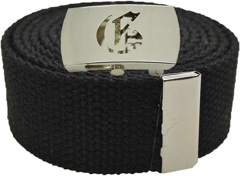 ACCmall Old English Initial G Canvas Military Web Black Belt & Silver Buckle 60 Inch
