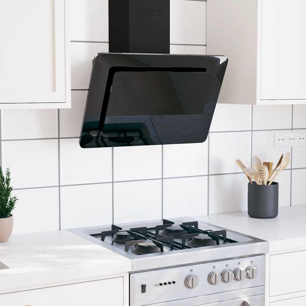 Generico Cappa a Parete 60 cm in Acciaio Inox e Vetro Temperato Nero,Casa e Giardino,Cucina e Pranzo,Elettrodomestici,Cappe da cucina-51662