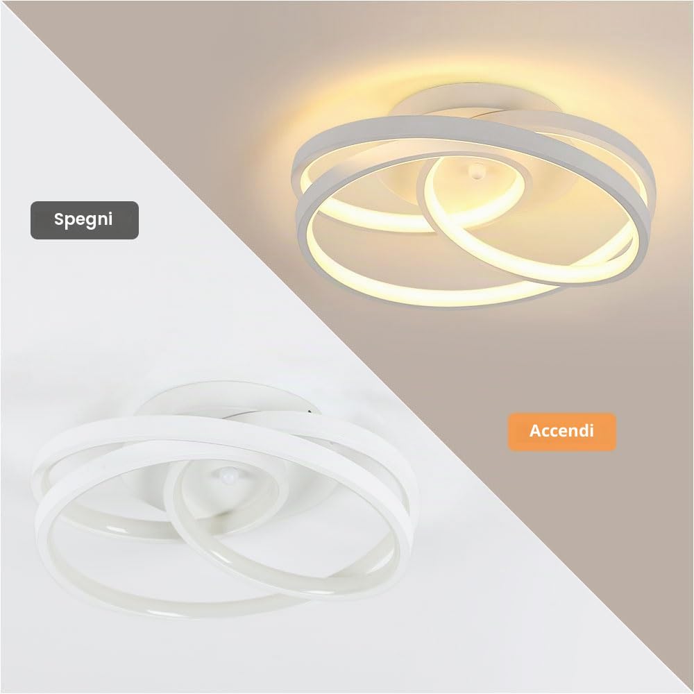 Goeco Plafoniera LED Soffitto Moderna 40W 3000K 30CM Rotondo, Bianco | 4500LM Lampada da Soffitto LED Luce Bianco Caldo Plafoniere per Camera da Letto, Sala, Corridoio